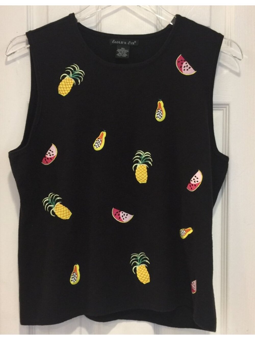EAGLE EYE Ladies XL Tropical Fruit Embroidered Knit Vest